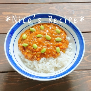 キャベツと枝豆のキーマカレー